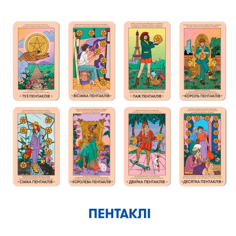 Колода карт ТАРО - Незалежні з підказками на карті (Феміністичне таро)